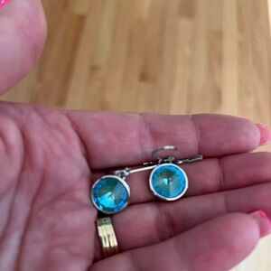 Touchstone Crystal Silver Blue Stud Earrings